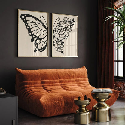 Botanical Black And White Bedroom Decor Wall Art Wall Frames Set of 2