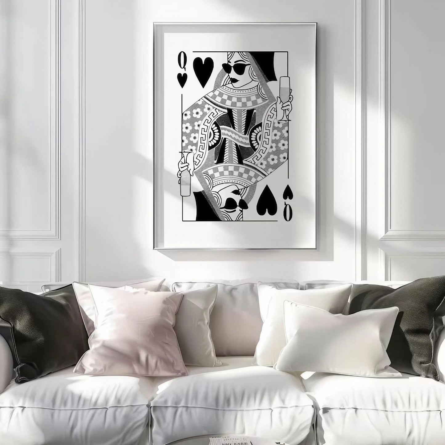 Black And White Queen of hearts Wall Art Wall Frame