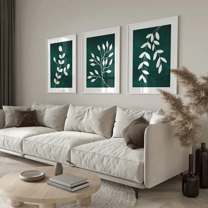 Dark Emerald Green Set of 3 Wall Art Wall Frames