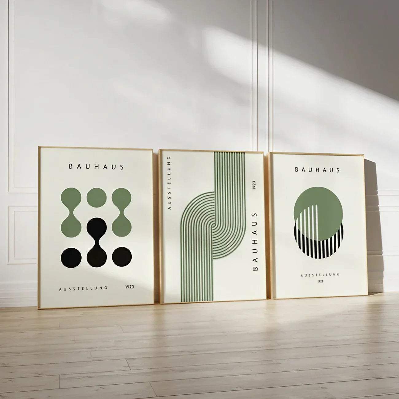 Modern Saga Green And Black Wall Art Set of 3 Wall Frame