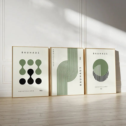 Modern Saga Green And Black Wall Art Set of 3 Wall Frame