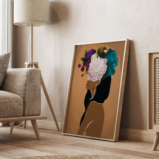 Woman Flower Head Modern Wall Art Wall Frame