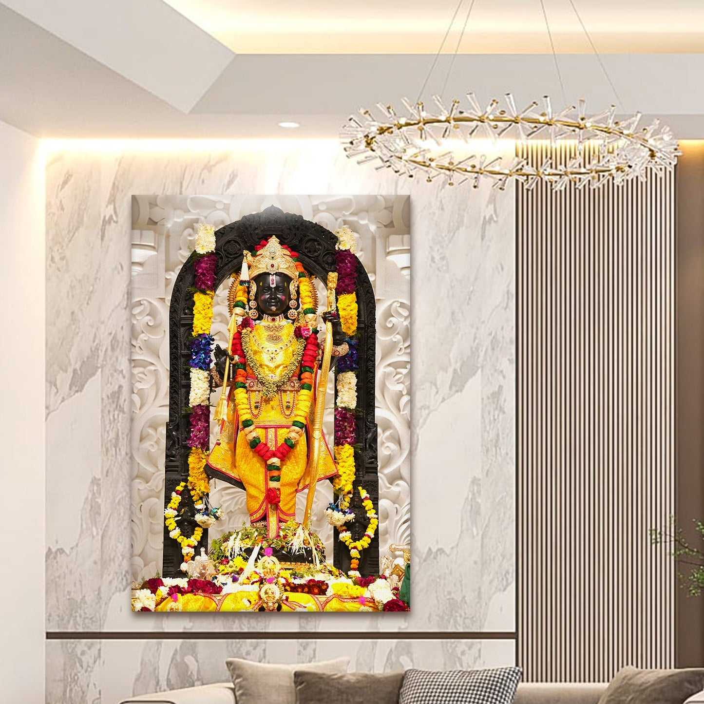 Blossoms for the Divine: A Glimpse into a Ram Lalla Painting Print Canvas Masterpiece Artwork