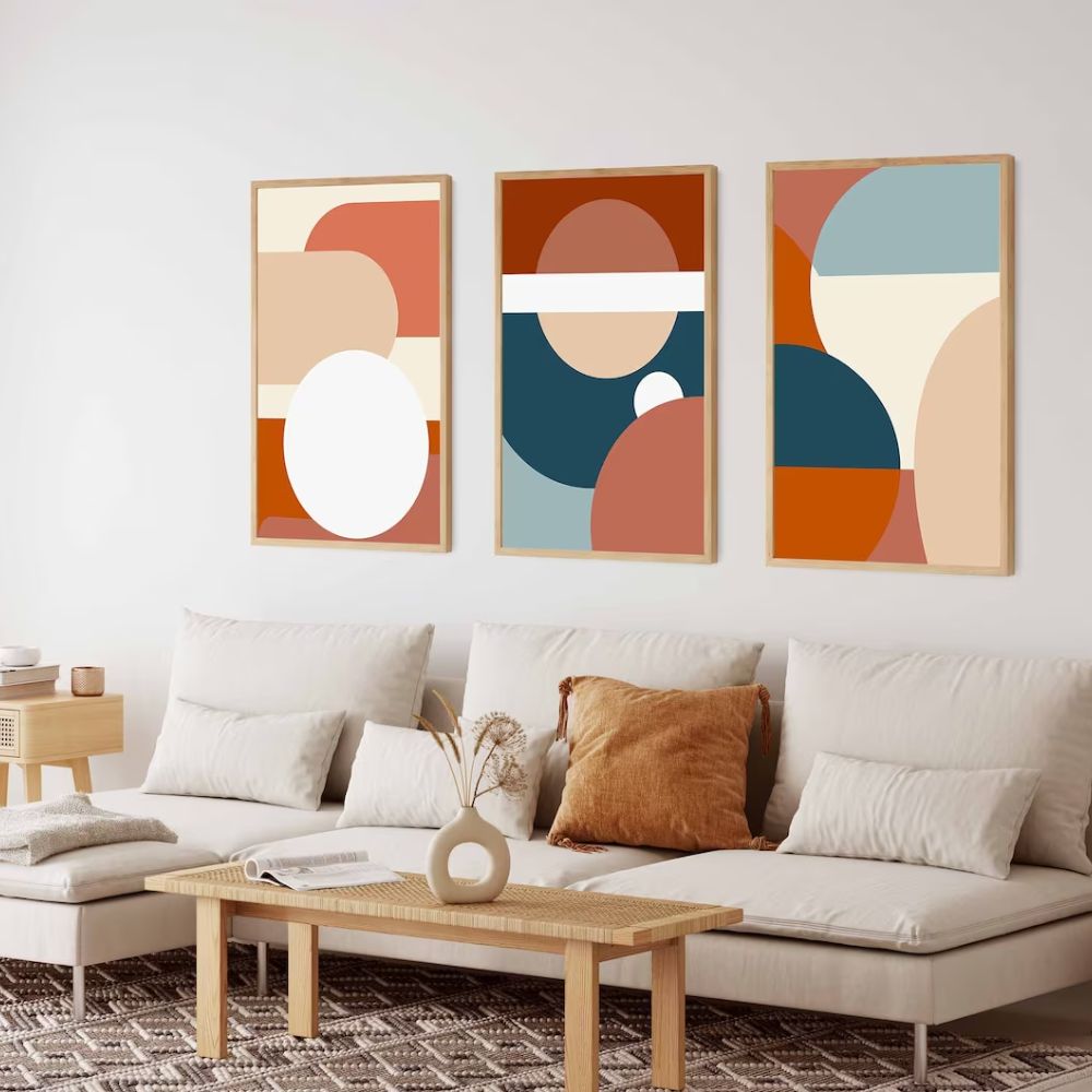 Boho Modern Wall Art Set of 3 Wall Frames