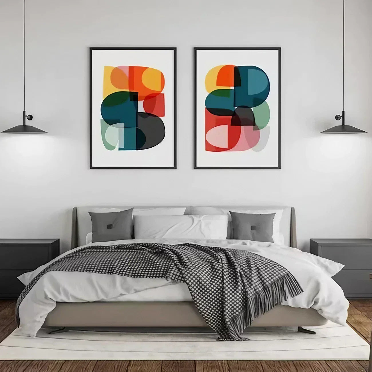 2 Minimalist Art Scandinavian Poster Colorful Wall Frame