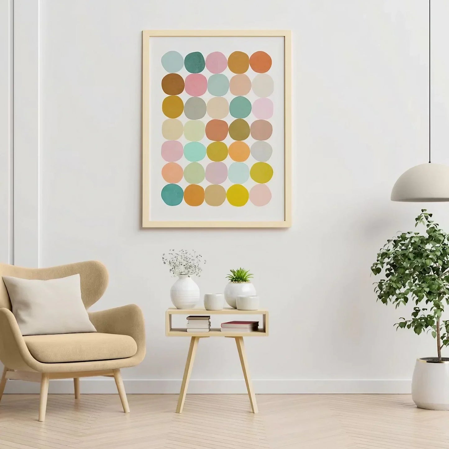 Polka Dot Bedroom Decor Pastel Wall Frame