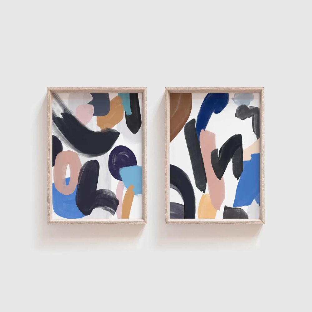 Brush Stroke Expressionism Wall Art Wall Frame Set of 2