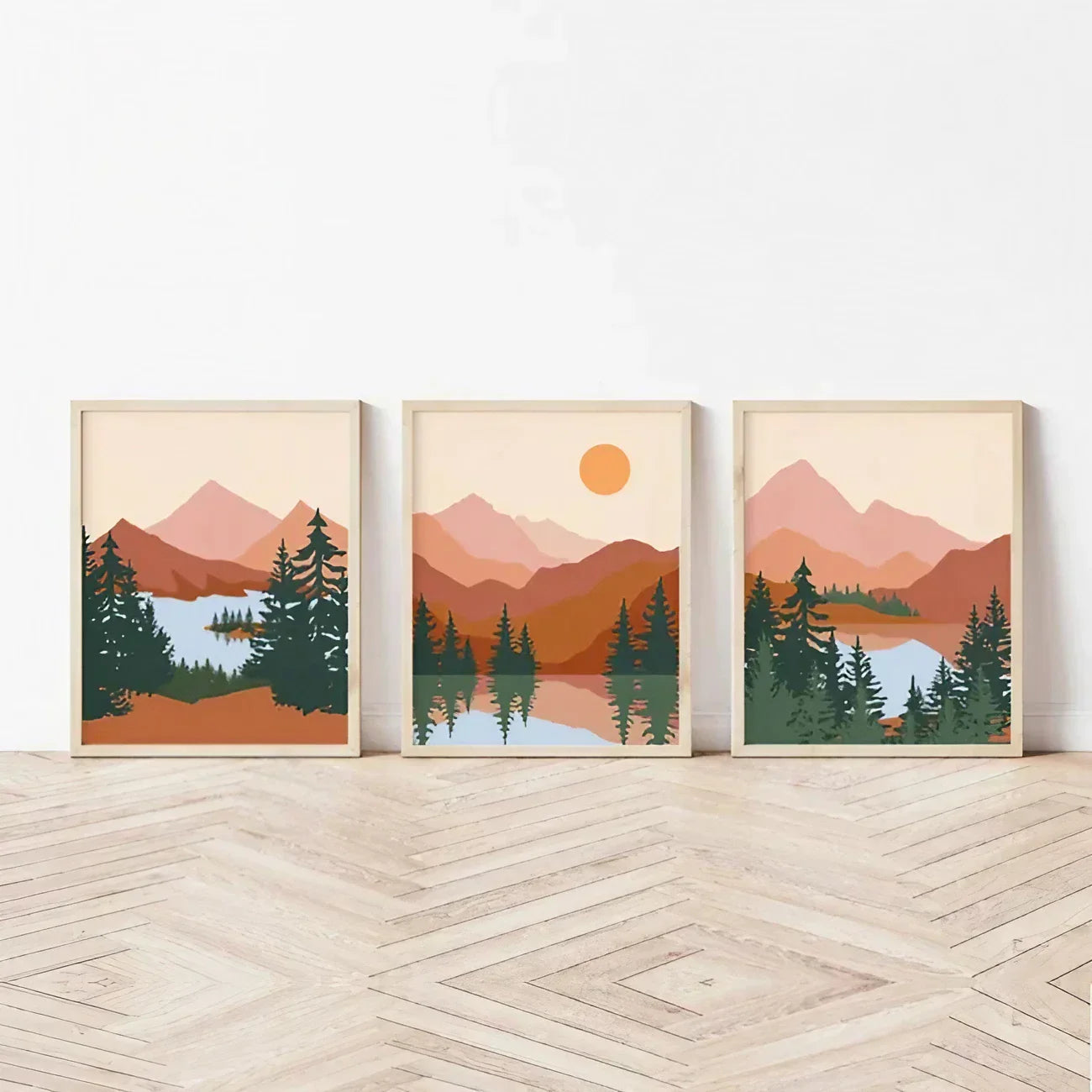 Abstract Mountain Wall Frame Set of 3
