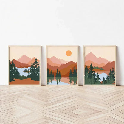 Abstract Mountain Wall Frame Set of 3