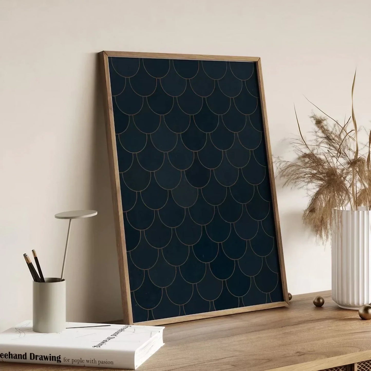 Navy Blue Art Decor Living Room Wall Frame