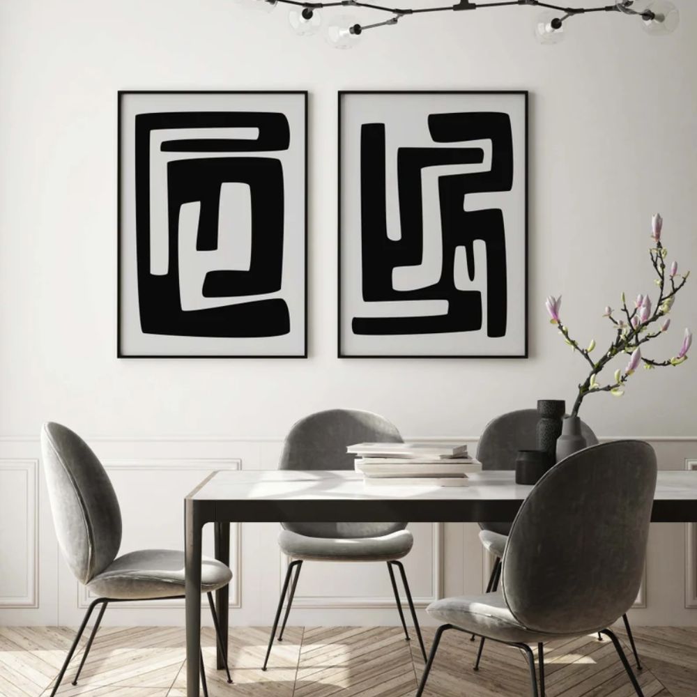 Botanical Wall Art Set Gray Black Wall Art Modern Wall Frame