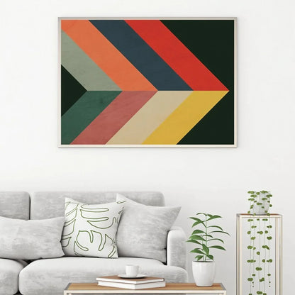 Colorful Chevrons Abstract Print Black Geometric Wall Art Wall Frame