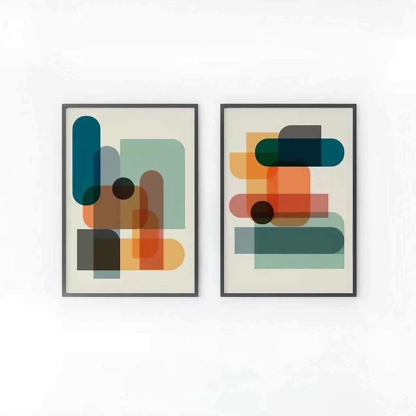 Set of 2 Colorful Artwork Extra Large Wall Art Wall Frame