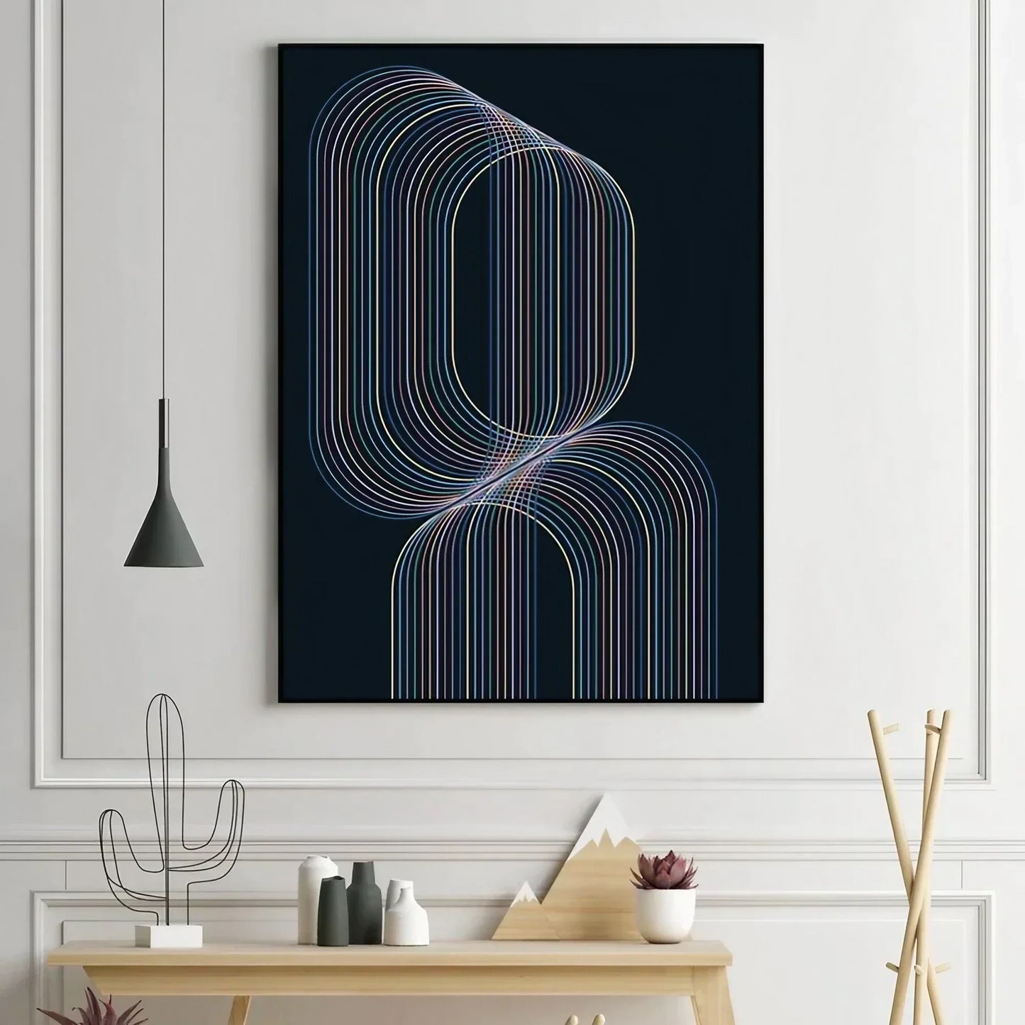 Modern Blue Geometric Wall Art Navy Blue Wall Art Large Modern Wall Frame