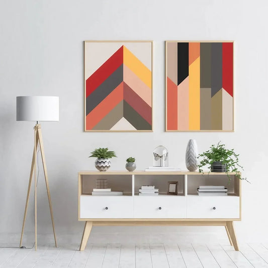 Colorful Chevron Wall Art Color Block Prints Modern Wall Frame