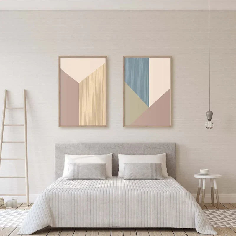 Set of 2 Boho Modern Abstract Line Art Modern Minimal Wall Frame
