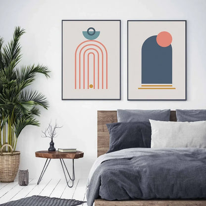 Set of 2 Mid Century Art Retro Wall Frame