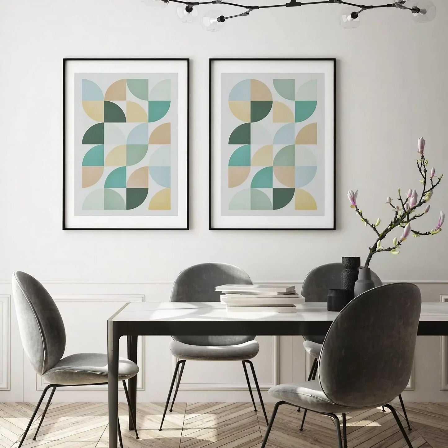 Set of 2 Prints Geometric Modern Boho Decor Art Modern Wall Frame