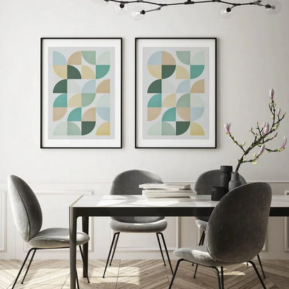 Set of 2 Prints Geometric Modern Boho Decor Art Modern Wall Frame