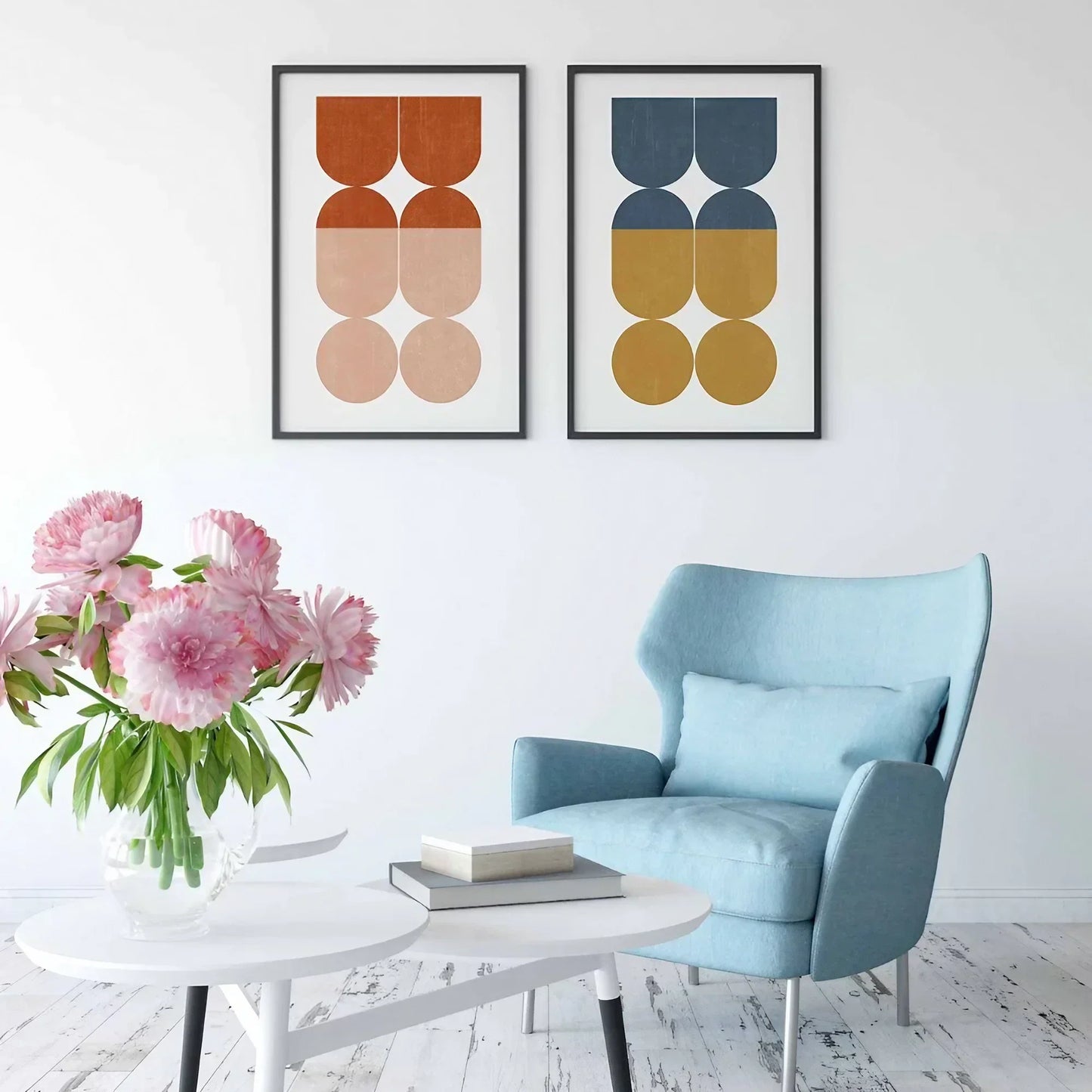 Fun Set of 2 Colorful Wall Scandinavian Abstract Wall Frame