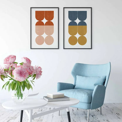 Fun Set of 2 Colorful Wall Scandinavian Abstract Wall Frame