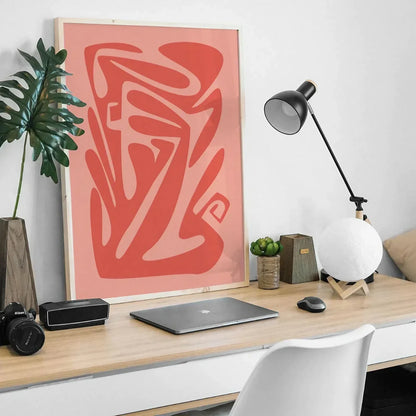 Pink Decor Abstract Botanical Modern Wall Frame