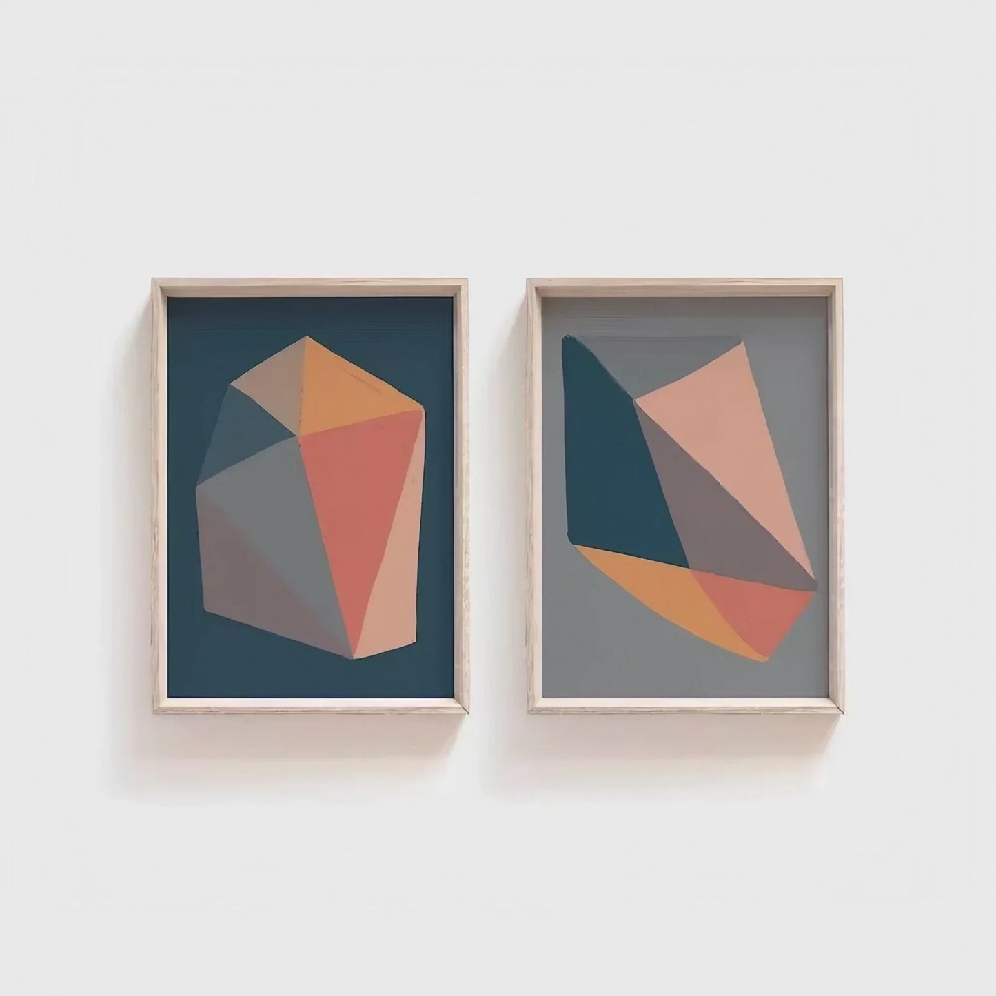 Set of 2 Abstract Color Block Art Colorful Wall Frame
