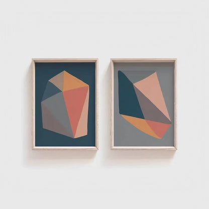 Set of 2 Abstract Color Block Art Colorful Wall Frame