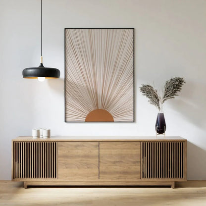 Large Boho Sun Art Brown Wall Frame