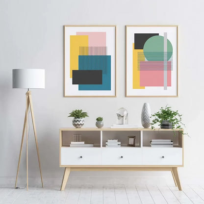 Set of 2 Colorful Wall Art Set of Abstract Wall Frame
