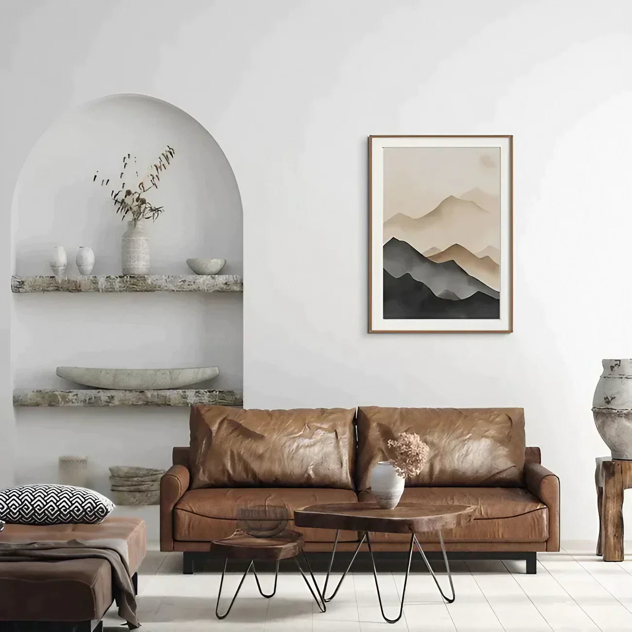 Watercolor mountains minimalist abstract Wall Frame