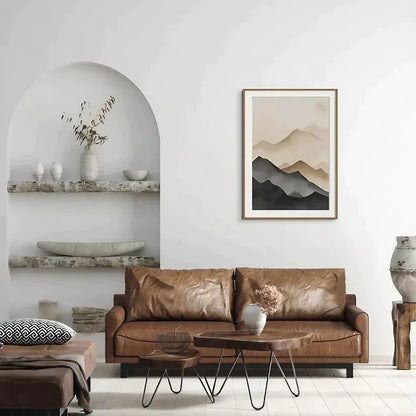 Watercolor mountains minimalist abstract Wall Frame