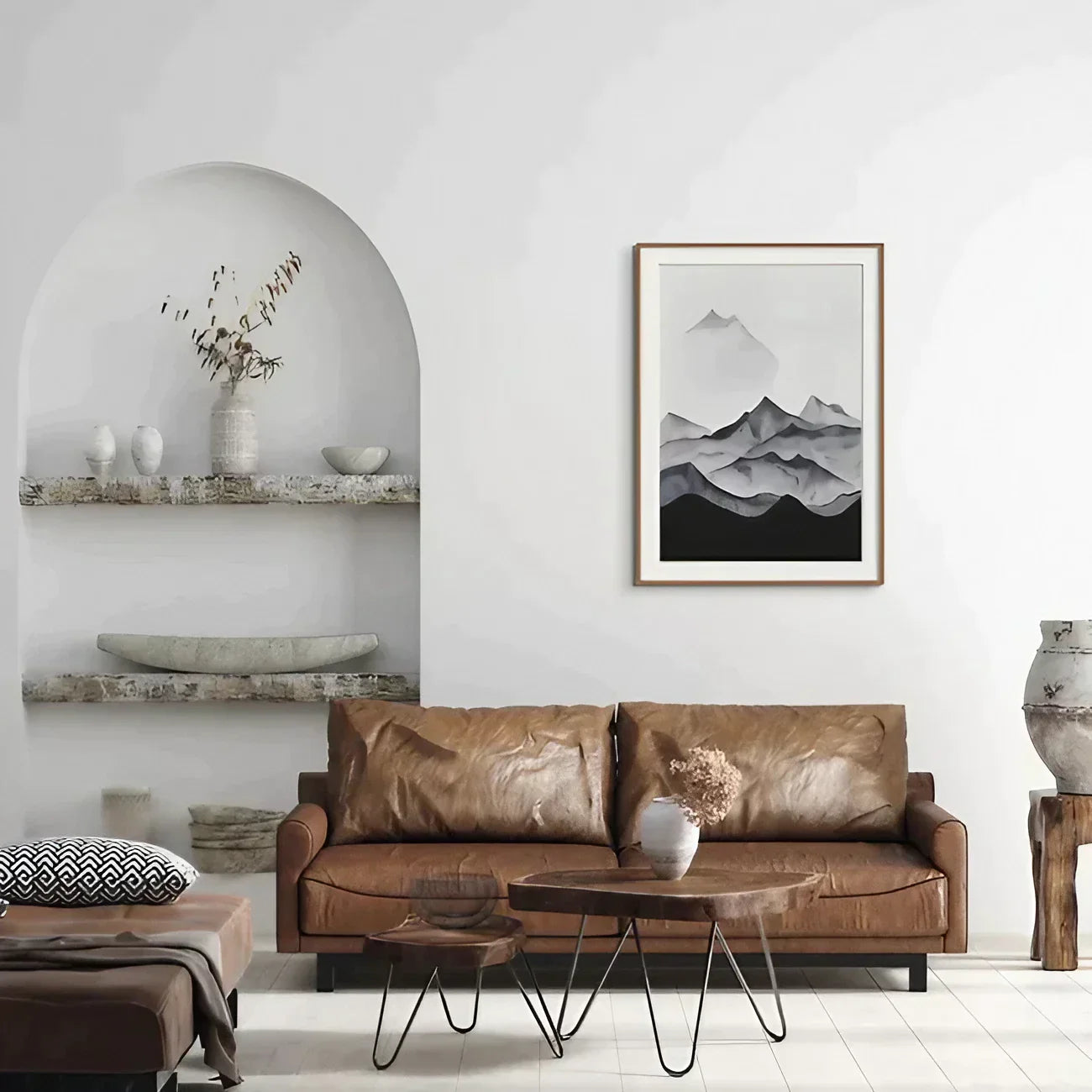 Watercolor black mountains minimalist abstract Wall Frame