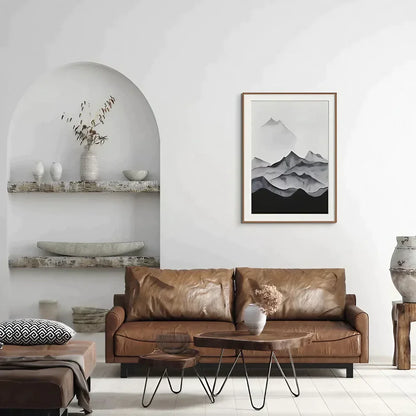 Watercolor black mountains minimalist abstract Wall Frame