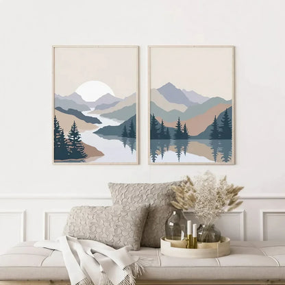 Mountain Sun Wall Frame Set of 2