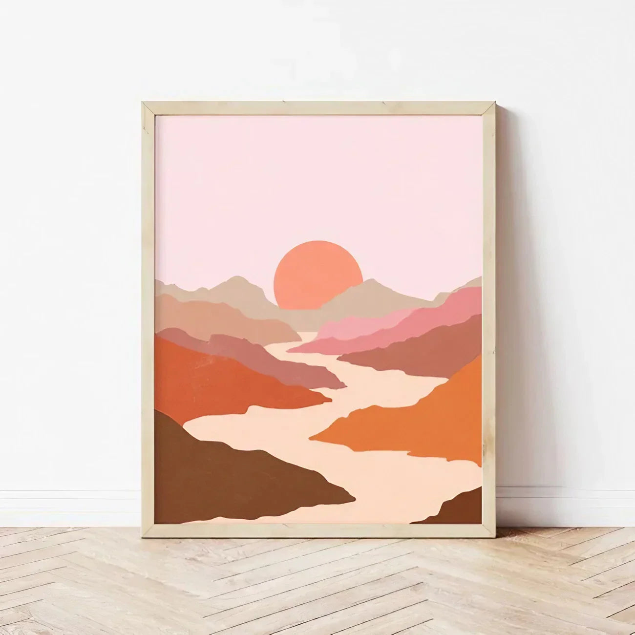 Burnt Orange Sun Mountains Wall Frame