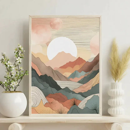 Sun and Mountain Wall Art Wall Frame