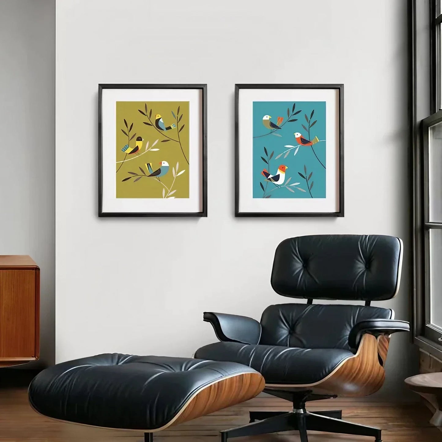 Mid Century Modern Wall Art Set of 2 Wall Frame