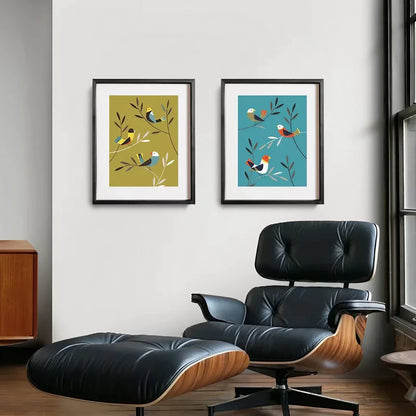 Mid Century Modern Wall Art Set of 2 Wall Frame