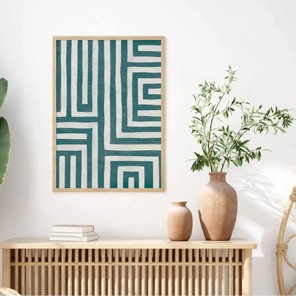 Abstract Home Decor Teal Gray Wall Art Wall Frame