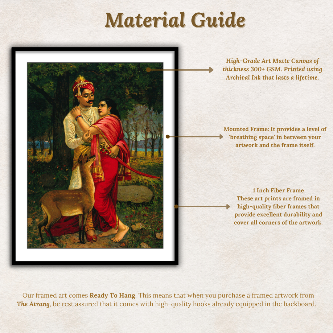 King Dushyanta proposing marriage with a ring to Shakuntala by Raja Ravi Varma Wall Art