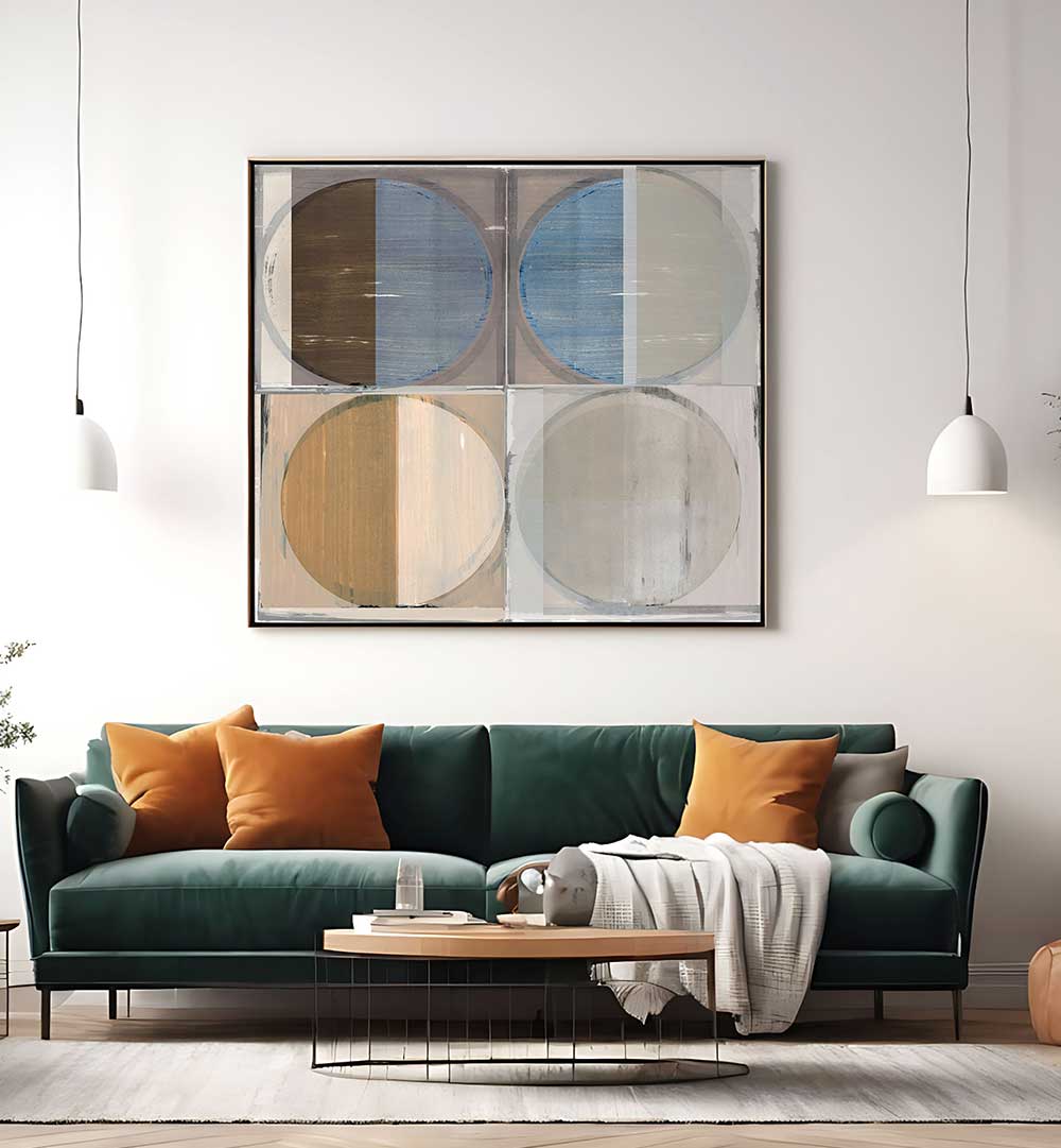 FOUR CIRCLES AND SQUARES II , GEOMETRIC ART PRINTS