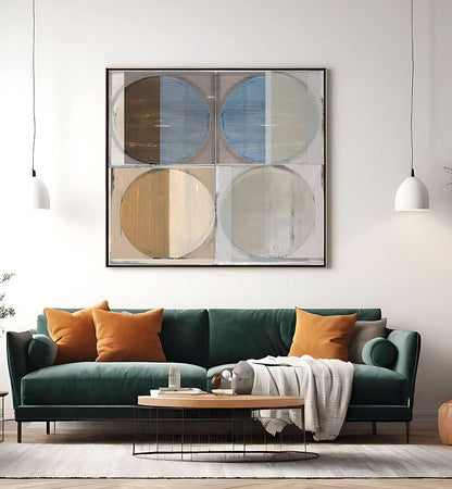 FOUR CIRCLES AND SQUARES II , GEOMETRIC ART PRINTS