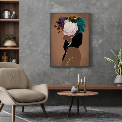 Woman Flower Head Modern Wall Art Wall Frame