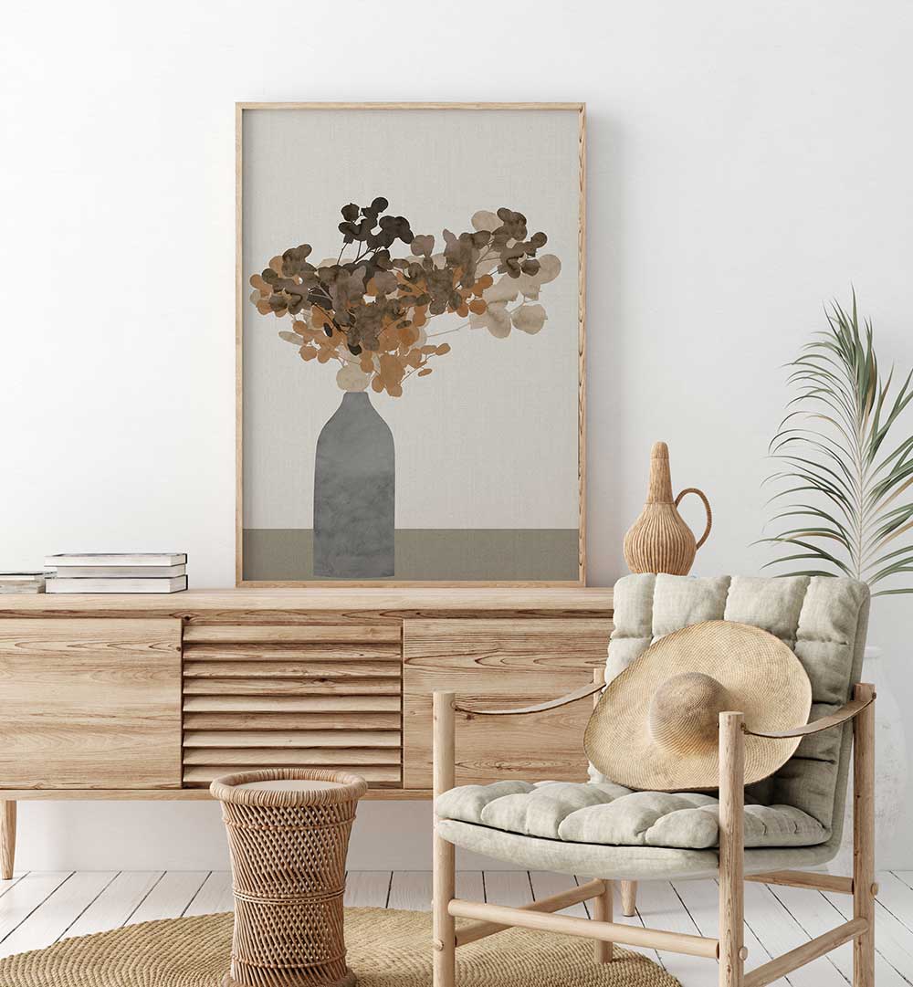 DRIED FLOWERS IN VASE , FLORAL FLOWER PAINTINGS