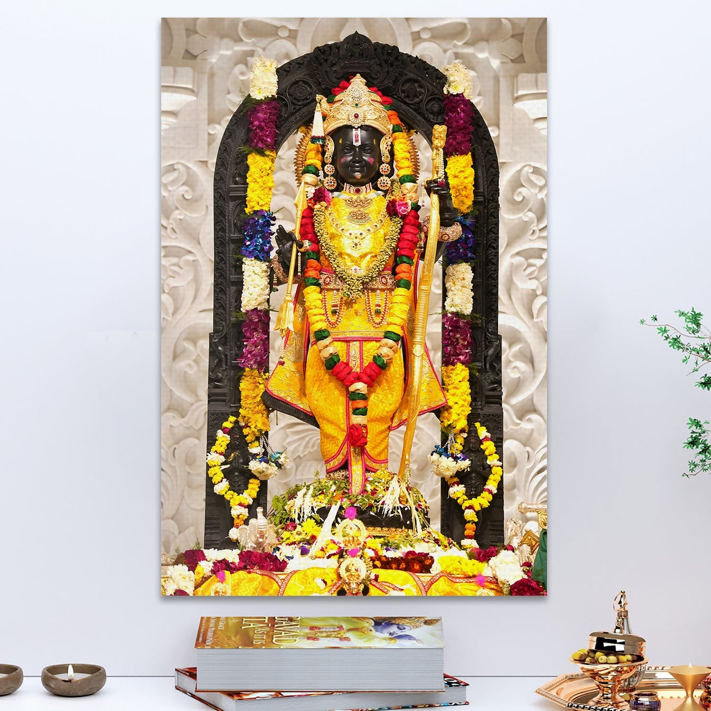 Blossoms for the Divine: A Glimpse into a Ram Lalla Painting Print Canvas Masterpiece Artwork