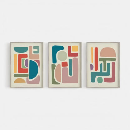 Modern Mid Century Set of 3 Wall Art Wall Frame