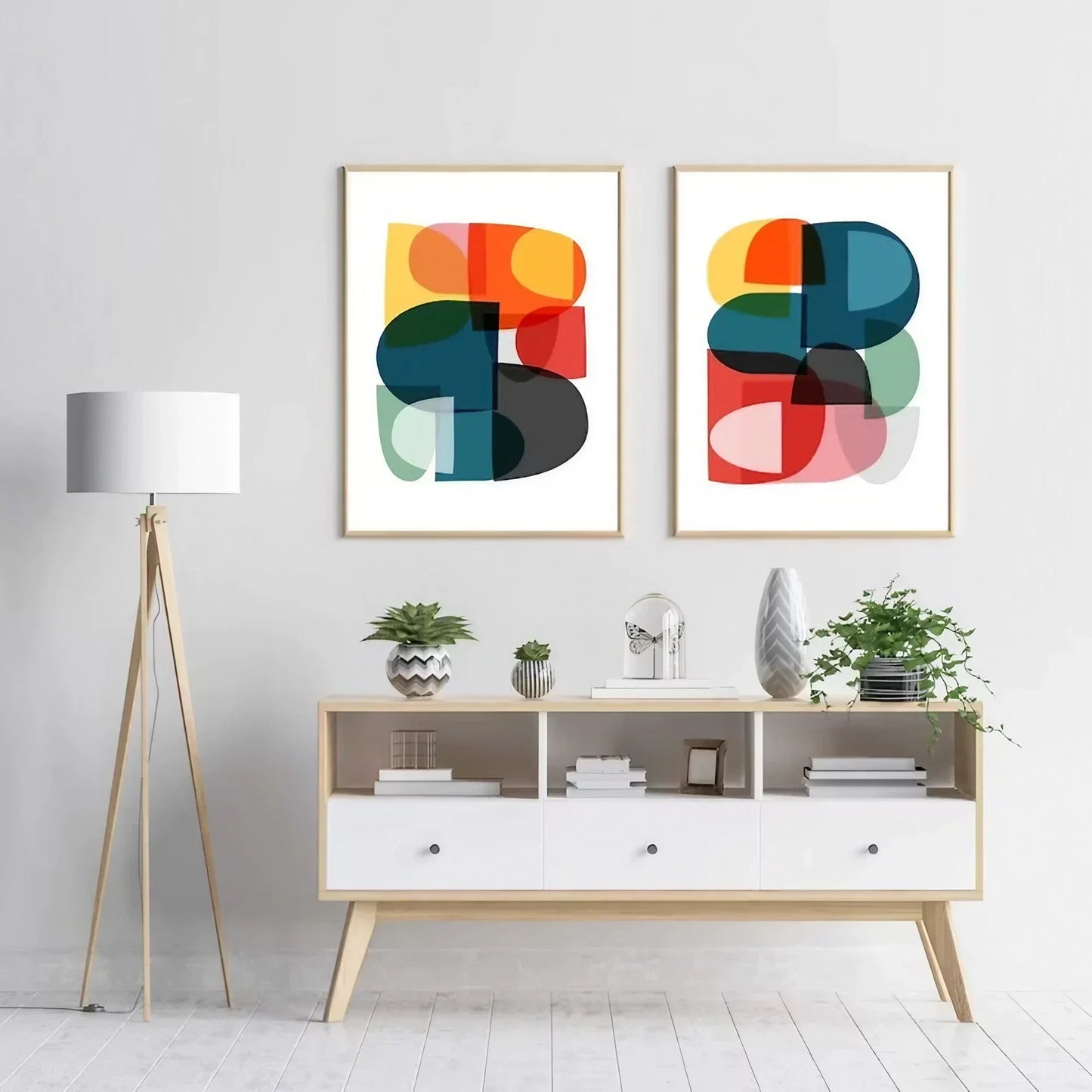2 Minimalist Art Scandinavian Poster Colorful Wall Frame