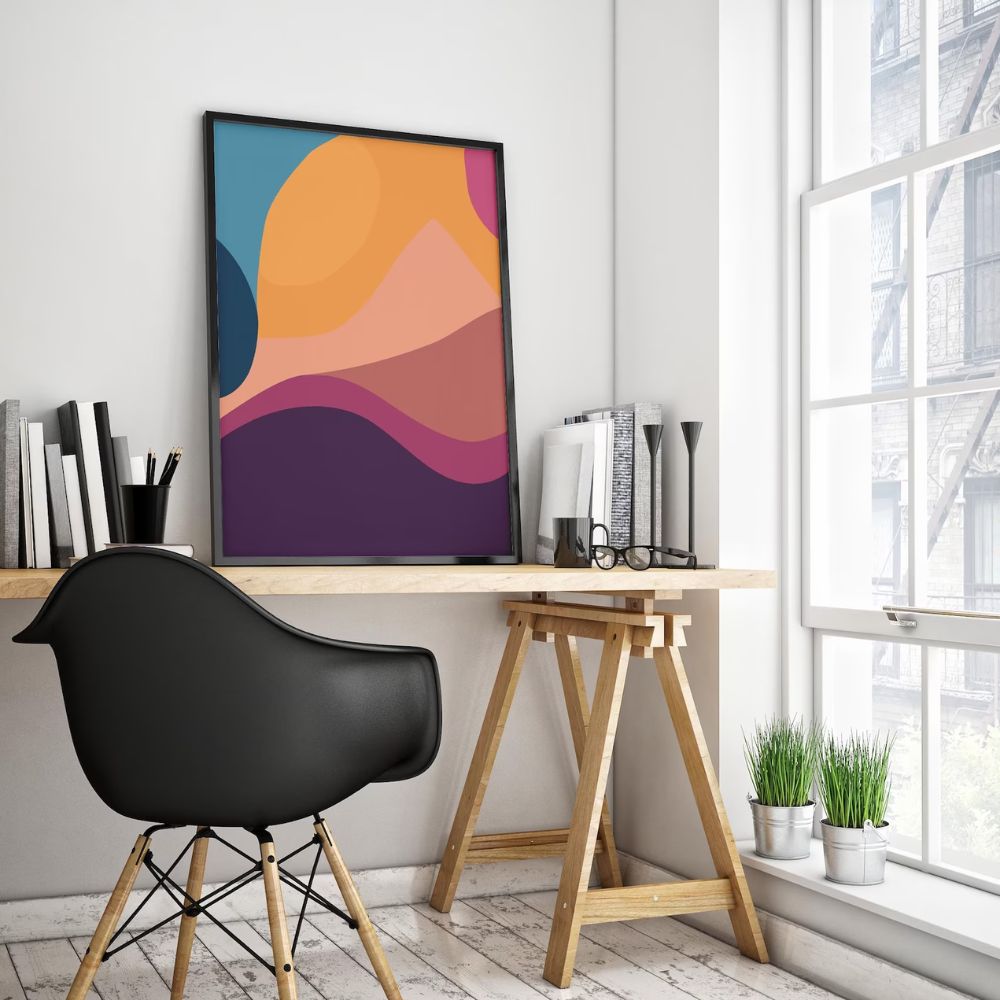 Bold Organic Shapes Colorful Full Wall Frame Set of 2