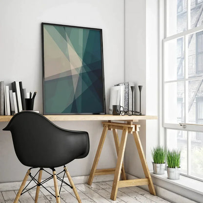 Green Geometric Art Set of 2  Green Living Room Bedroom Wall Frame